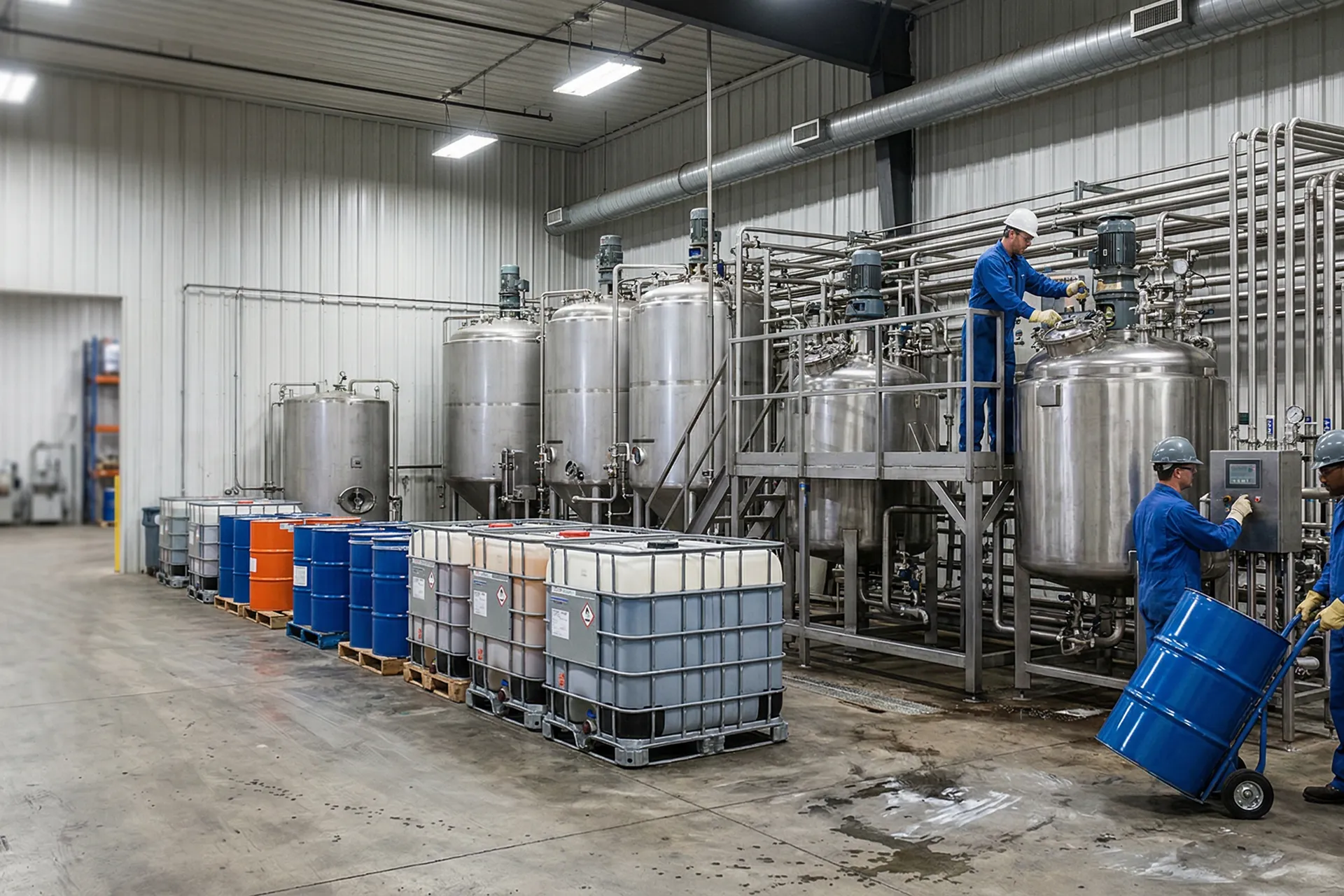 Chemical blending operations at an SPT manufacturing facility